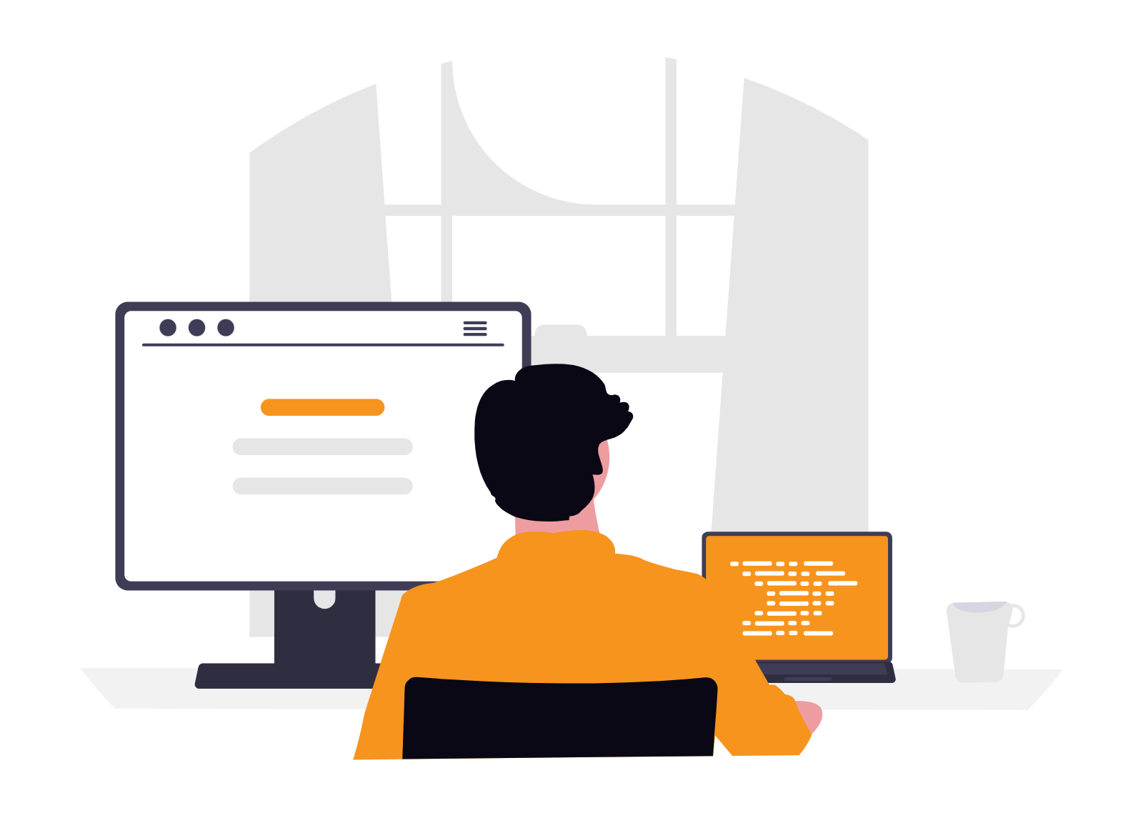 Abstract illustration representing software development and teamwork